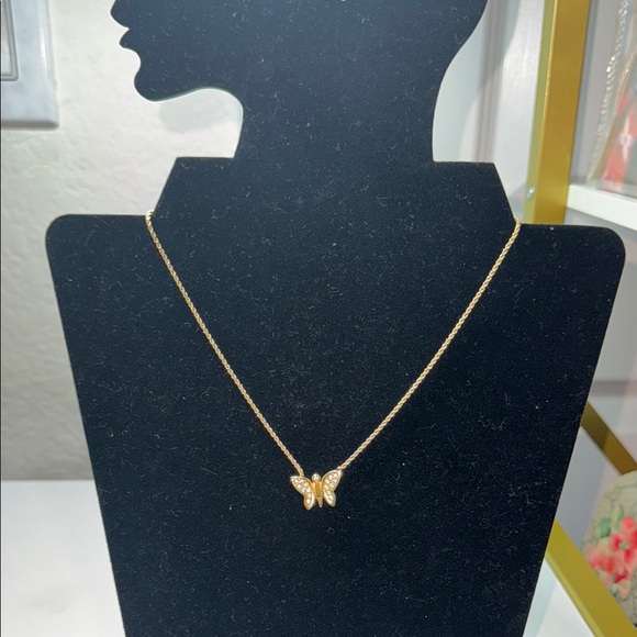 Authentic Cristian Dior Gold plated Butterfly Pendant vintage Necklace - Picture 1 of 15